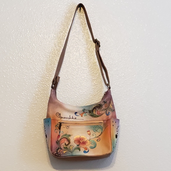 ANUSCHKA PURSE GENUINE LEATHER MIDIUM HOBO - Picture 2 of 10